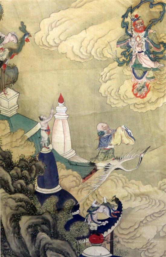 A pair of Chinese paintings on silk, 19th century, 66 x 41cm